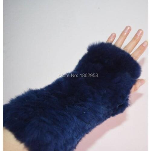 Ladies Cold Weather SJ065 Womens Mittens Real Knitted Rex Fur Fingerless Gloves Winter Mittens Strong Elasticity Fur Mittens