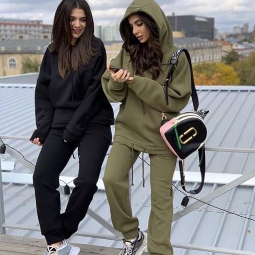 Women Casual Tracksuit Sets 2020 Winter Long Sleeve Hoodie Sweatershirt Top and Sport Pants Oversize Hooded Sweatshirt Sweatpant