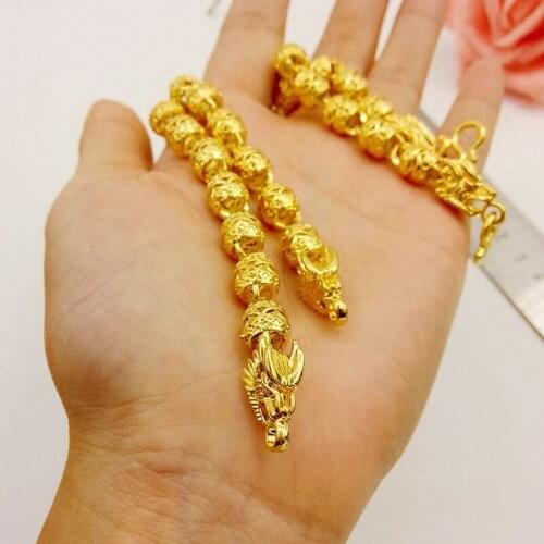 Dragon Head Link Chain Yellow Gold Filled Mens Bracelet Accessories Gift