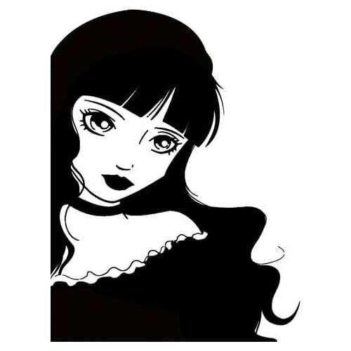 10.2*13.7CM Animate Design Cute Girl Vinyl Zero Defect Decal Fashion Design High Quality Car Sticker Black/Silver C20-0527