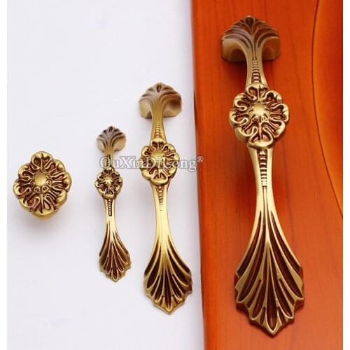 10PCS Retro European Solid Brass Furniture Handles Cupboard Wardrobe Drawer Kitchen Cabinet Door Pulls Handles and Knobs