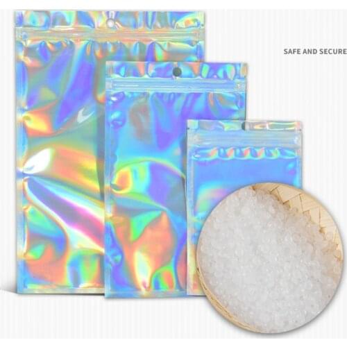 100pcs Translucent Zip Lock Bags Holographic Storage Bag Xmas Gift Packaging