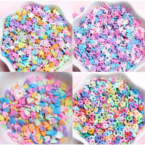 1000pcs Nail Art Star Heart Flower Bowknot DIY Design Slices Filler Tips Polymer Clay Soft Pottery Slime Decoration Nail Sticker