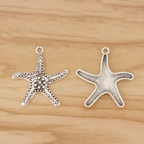 20 Pieces Tibetan Silver Starfish Star Charms Pendants for DIY Earring Bracelet Necklace Jewellery Making Accessories 29x26mm