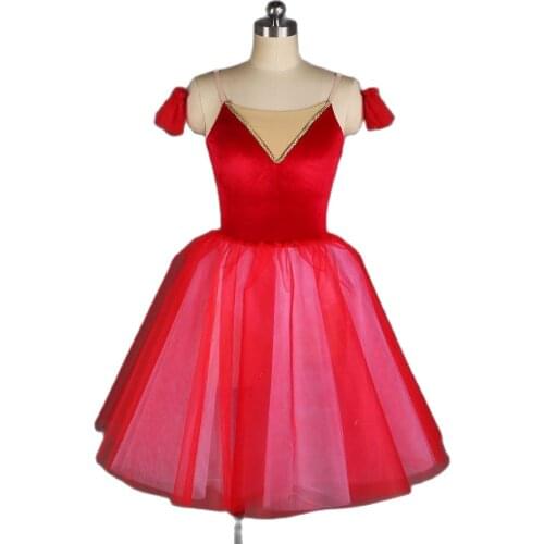 High quality red long skirt romantic ballerina dress for adults and girls ballerina dress 21262