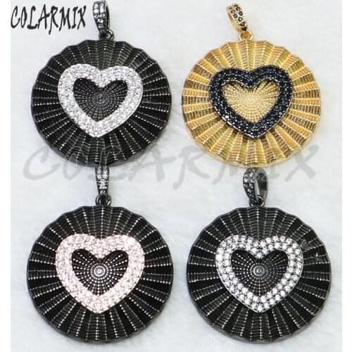 4 Pcs Fashion zircon charms pendant wholesale jewelry gift for lady heart shape metal jewelry pendant for jewelry making 5141