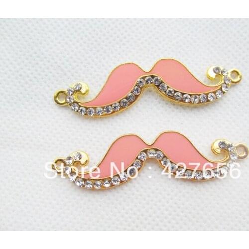 5pcs Orange Enamel Metal Mustache Connector Charm/Finding,with 27pcs Rhinestone CN0005-8