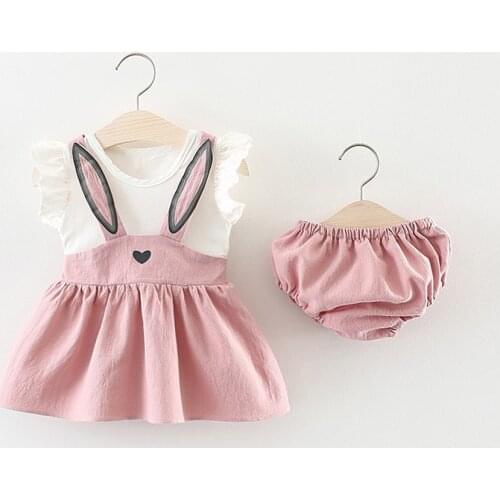 Bunny Baby Set Newborn Baby Girl Set Sleeveless Cartoon Rabbit Bunny Ear Dress Shorts Toddler Girl Clothes Одежда Для Девочек