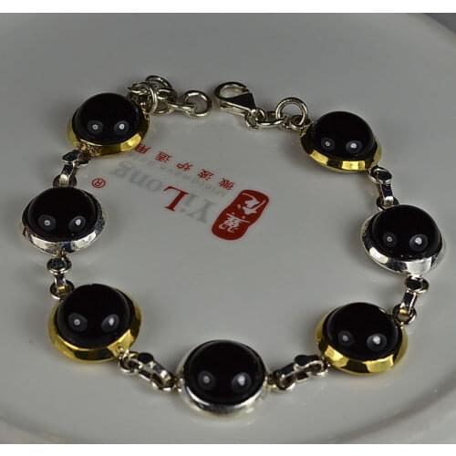 Hand Made Genuine Black Onyx Bracelet 100% 925 Sterling Silver BR0055