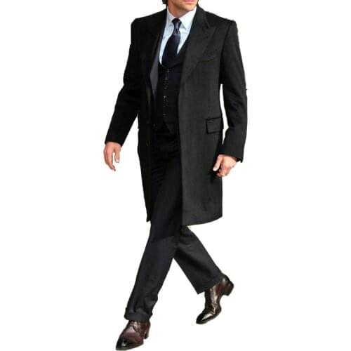 Black Long Overcoat Custom Made Men Fashion Long Coat 2018, Bespoke Topcoat Gentlemans Essentials