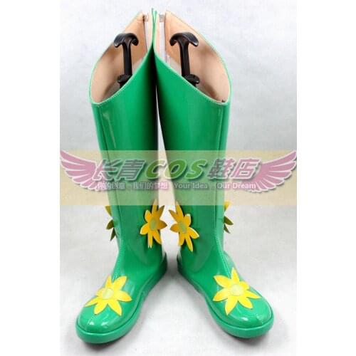 Digimon Lilimon Green Long Cosplay Shoes Boots C006