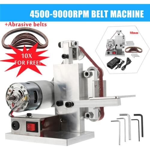 110-240V Electric Belt Sander Polishing Grinding Machine Knife Edges Sharpener Woodworking Metal Grinder And 10Pcs Abrasive Belt