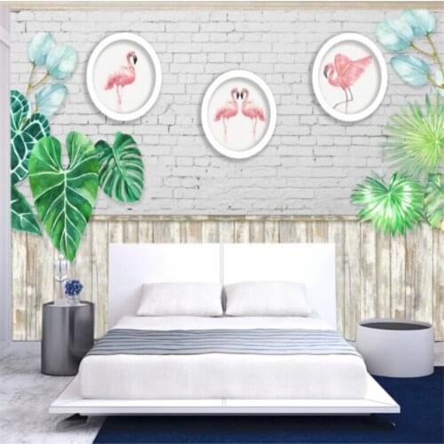 Custom Mural Wallpaper Hand Drawn Tropical Forest Colorful Parrot Background Wall Painting