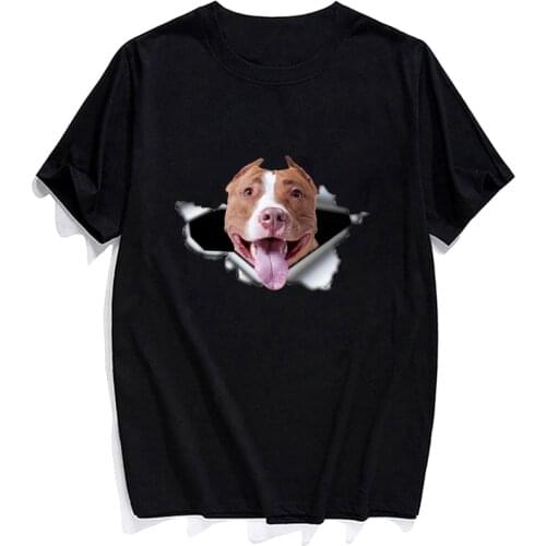 Pet Dog Pitbull Dog Cotton T-shirt Fashion Brands Summer Men Women Short Sleeve Harajuku Funny T-shirt Men Woman Casual Tee Tops