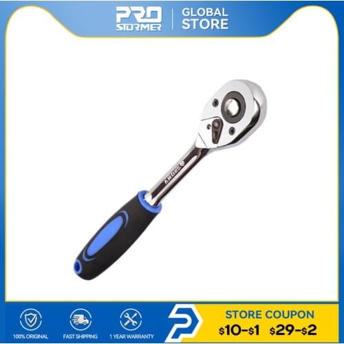 Ratchet Wrench Quick Release Square Head Spanner Socket 72 Tooth Drive 1/4" High Torque Ratchet Wrench for Socket By PROSTORMER