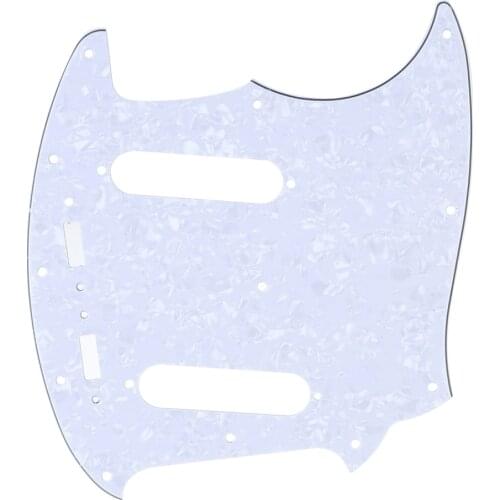 Musiclily Pro 12-Hole Guitar Pickguard for Fender American Mustang, 4Ply White Pearl