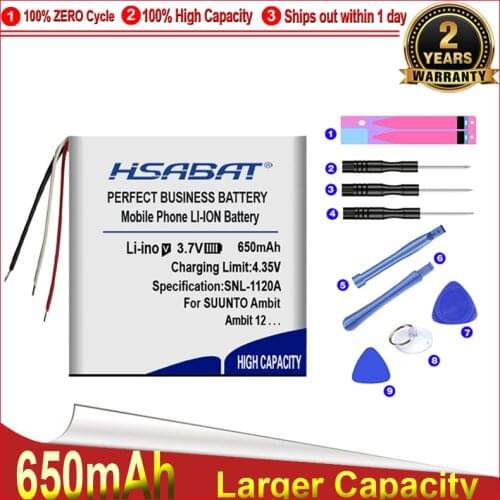 HSABAT 0 Cycle 650mAh Battery for SUUNTO Ambit 1 2 3 2s HR Peak Smart Watch High Quality Replacement Accumulator