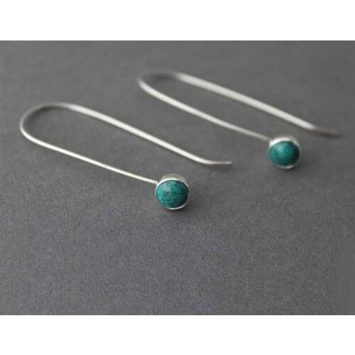 Exquisite Stud Earrings Womens Round Turquoise Earrings Bridal Wedding Engagement Earrings Exquisite Jewelry Birthday Gift