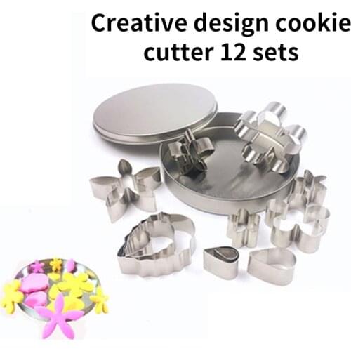 Quality manufacturers direct 12-piece set of stainless steel cookie mold flower cookie cutting cake fontine mold baking tools