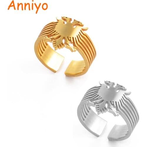 Anniyo Albania Eagle Ring for Women Girls Silver Color/Gold Color stainless steel Finger Ring Jewelry Ethnic Ornament #146621