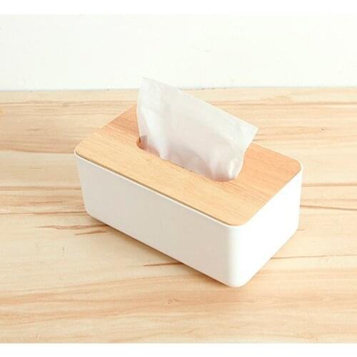 Tissue Box Dispenser Wooden Cover Paper Storage Holder Napkin Case Organizer