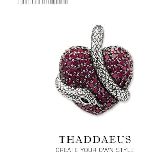 Pendant Snake with Heart,2019 Fashion Love Jewelry Europe 925 Sterling Silver Bijoux Vintage Accessorie Gift For Woman