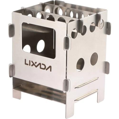 Lixada Folding Wood Titanium Stove Lightweight Wood Stove Backpacking Survival Cooking System Pocket Stove For Camping Picnic