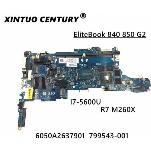 For HP 840 850 G2 6050A2637901-MB-A02 Laptop motherboard With SR23V I7-5600U 799543-001 799543-601 100% full Working well