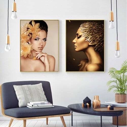 Copper Makeup Woman Canvas Paintings Home Wall Art Posters and Prints Wall Pictures for Living Room Home Wall Abstract Decor