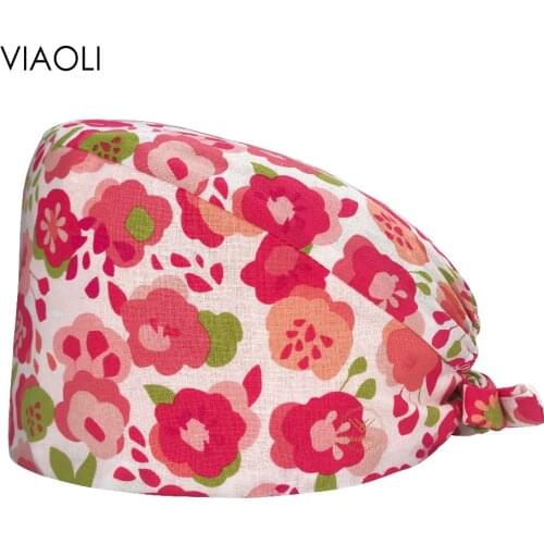 Multicolor unisex 100% cotton Tieback Beautician nurse hospital Dentist Surgical caps nursing scrubs hats Pet clinic medical hat