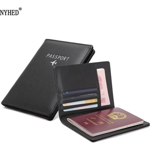 NYHED High Quality Travel Passport Cover Women Pu Leather Bill Ticket Holder Men Small purse