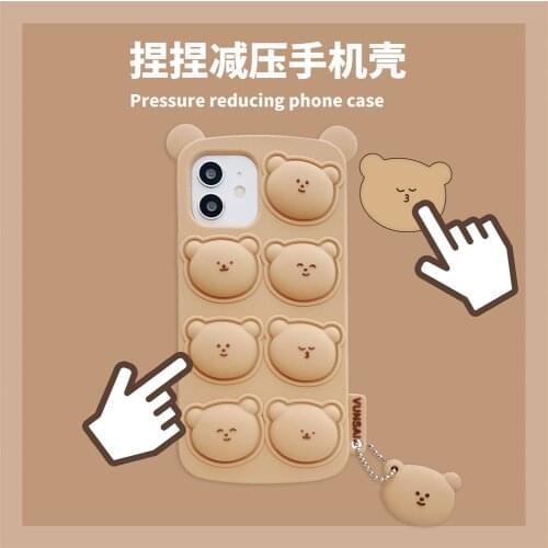 Cute Bear Soft Silicone Phone Case for iPhone 12 Pro Max 11 7 8 Plus X XR XS MAX Lovely Cute Press Bear Phone Cover