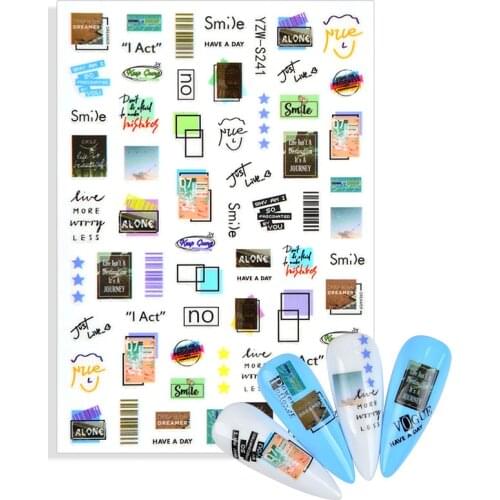 Inscriptions Nail Sticker English Words Letter Sentences Design Decals Nail Art Decorations Manicure Designer Stickers for Nails