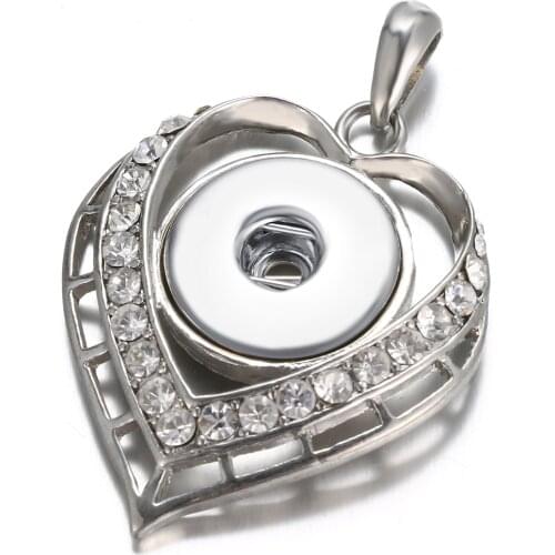 New Snap Jewelry Love Heart Color 18mm Snap Button Pendant Jewelry fit 18mm Snap Buttons DIY Pendants
