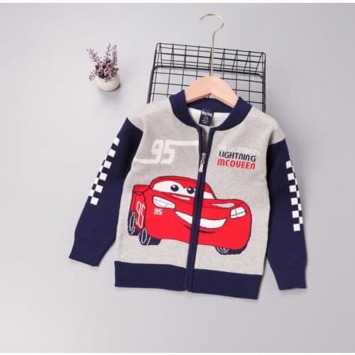 Autumn Little Boys Clothes Lightning Mcqueen Embroidery Knit Cardigan Sweater Winter Christmas Outfits Fashion Children Tops