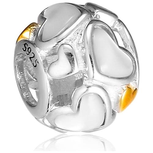 Fits for Pandora Beads Bracelets Luminous Hearts Charms 100% 925 Sterling Silver Jewelry Free Shipping