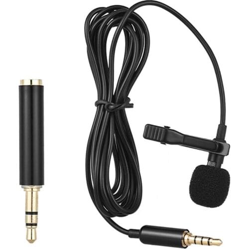 New A001 Mini Portable Clip-on Lapel Condenser Mic Wired Microphone for iPhone iPad Android Smartphone Black