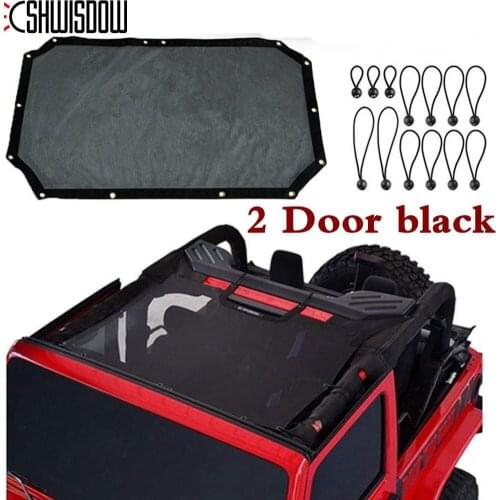 Durable For Jeep Wrangler JK JKU Mesh Sun Shade Full Top Cover UV Protection with Storage Pockets 2/4 Door
