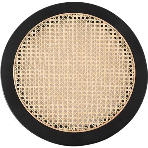 Rattan Handwoven Round High Wall Severing Tray Food Storage Platters Plate for Breakfast Drink Snack