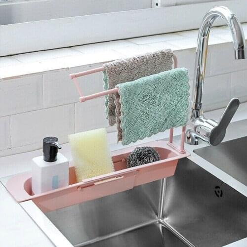 Soap Sponge Drain Rack Telescopic Sink Shelf Storage Basket Faucet Sink Holder Adjustable Bathroom Holder Kitchen Accessories