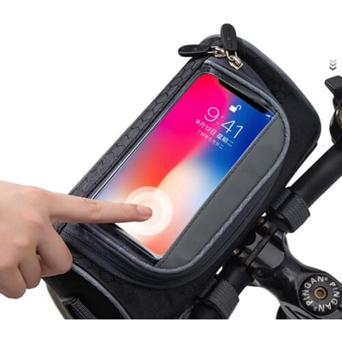 Cycling Bicycle Head Storage Bags Bike Tube Handlebar Cell Mobile Phone Bag Case Holder Cross Body Touch Screen Phone Mount Bag