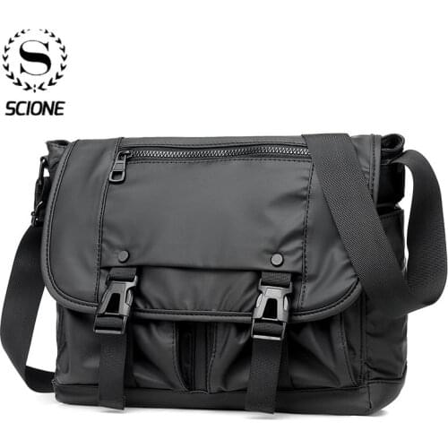 Scione Single Fashion Shoulder Men Bag Waterproof Nylon Cloth Messenger Bag Bags Mens Casual Business Bags Large Capacity