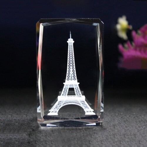Supprise Girl Boy Friend Birthday Presents 3D Eiffel Tower Crystal Cube with LED Light base Home Decoration Crfat Status