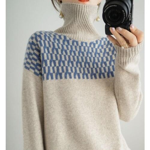 100% wool cashmere sweater womens autumn / winter 2020 warm soft high collar long sleeve knitted pullover womens sweater