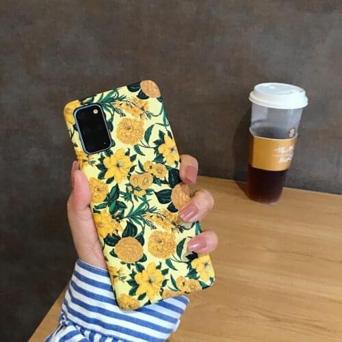 Vintage Flower Thin Hard Case Note8 9 10plus Flower Protective Case S20ultra for Samsung Mobile Phone Shell S9 S9 S20plus