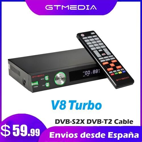 GTmedia V8 Turbo Satellite TV Receiver, DVB-S2 S2X T2 Cable Turner 1080P Full HD HEVC 10bit Bulti in 2.4G WIFI T2MI, Set top box