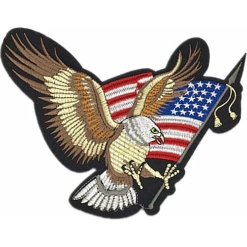 Punk Street Style Eagle Flag Embroidery patch Sew On Garment DIY Embroidered Applique for Decoration Clothing Accessory