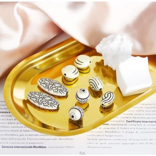 Japanese French Retro Embossed Pattern Antique Gold Acrylic Beads DIY Handmade Jewelry Earrings Accessories Material