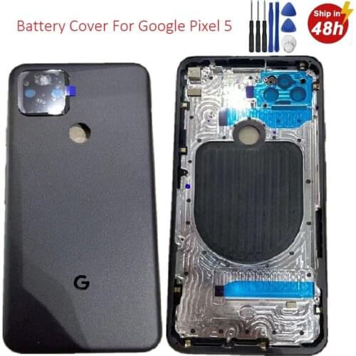 Battery Back cover For Google Pixel 5 Battery Cover Door back housing Rear Case Pixel 5 Battery Back Rear Cover Door with Came