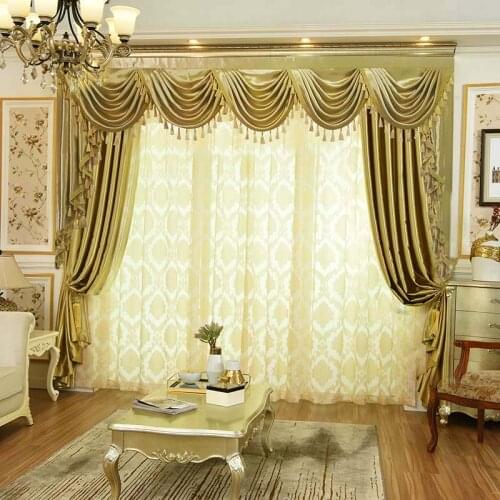 Custom European-Style Curtain Self-Adhesive Luxury Water Wave Curtain Living Room Bedroom Luxury European-Style Curtain